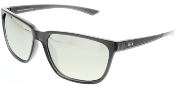 Sluneční brýle HIS model 07109, barva obruby černá lesk, čočka stříbrná zrcadlo polarizovaná, kód barevné varianty 3. 