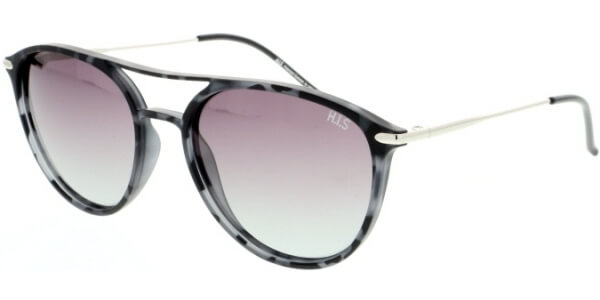 Sluneční brýle HIS model 08103, barva obruby černá mat šedá, čočka fialová gradál polarizovaná, kód barevné varianty 5. 