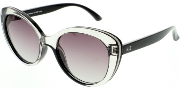 Sluneční brýle HIS model 08108, barva obruby černá lesk čirá, čočka fialová gradál polarizovaná, kód barevné varianty 1. 