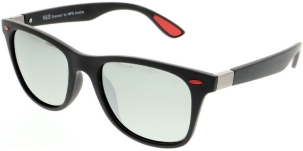 Sluneční brýle HIS model 08115, barva obruby černá mat, čočka stříbrná zrcadlo polarizovaná, kód barevné varianty 2. 