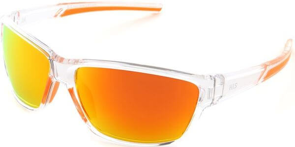 Sluneční brýle HIS model 27101, barva obruby čirá lesk, čočka žlutá zrcadlo polarizovaná, kód barevné varianty 3. 