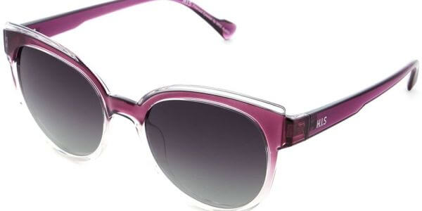 Sluneční brýle HIS model 28112, barva obruby růžová lesk čirá, čočka šedá gradál polarizovaná, kód barevné varianty 1. 