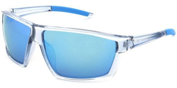 Sluneční brýle HIS model 37104, barva obruby modrá lesk čirá, čočka modrá zrcadlo polarizovaná, kód barevné varianty 1. 