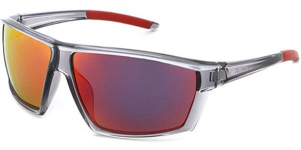 Sluneční brýle HIS model 37104, barva obruby šedá lesk čirá, čočka červená zrcadlo polarizovaná, kód barevné varianty 2. 