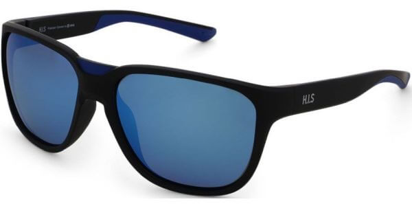 Sluneční brýle HIS model 47104, barva obruby černá mat modrá, čočka modrá zrcadlo polarizovaná, kód barevné varianty 2. 