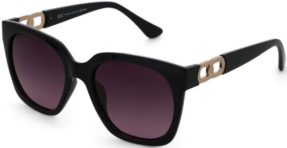 Sluneční brýle HIS model 48100, barva obruby černá lesk zlatá, čočka fialová gradál polarizovaná, kód barevné varianty 1. 