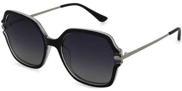 Sluneční brýle HIS model 48107, barva obruby černá lesk čirá, čočka šedá gradál polarizovaná, kód barevné varianty 1. 