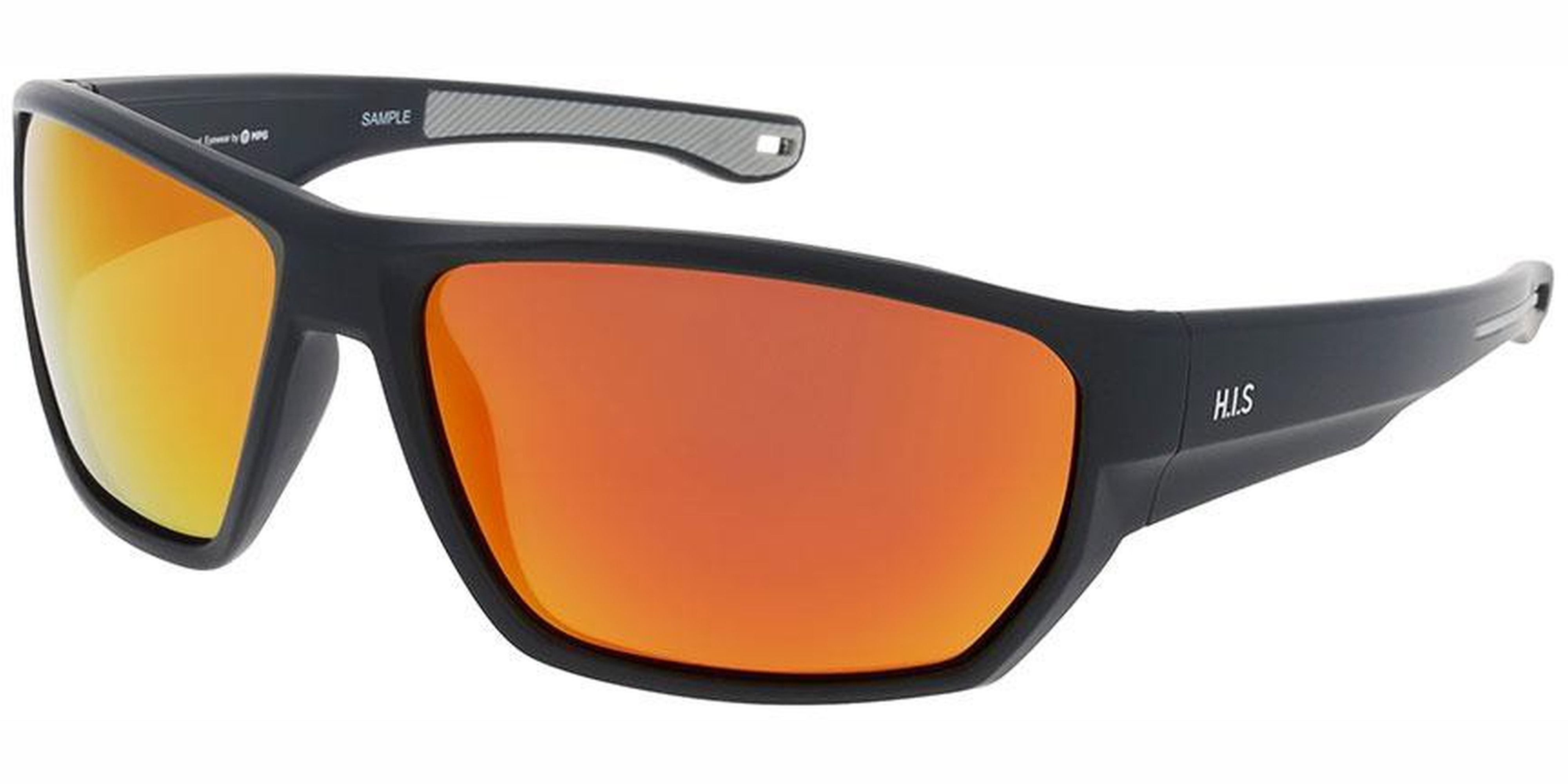 Sluneční brýle HIS model 57101S, barva obruby černá mat, čočka oranžová zrcadlo polarizovaná, kód barevné varianty 2. 