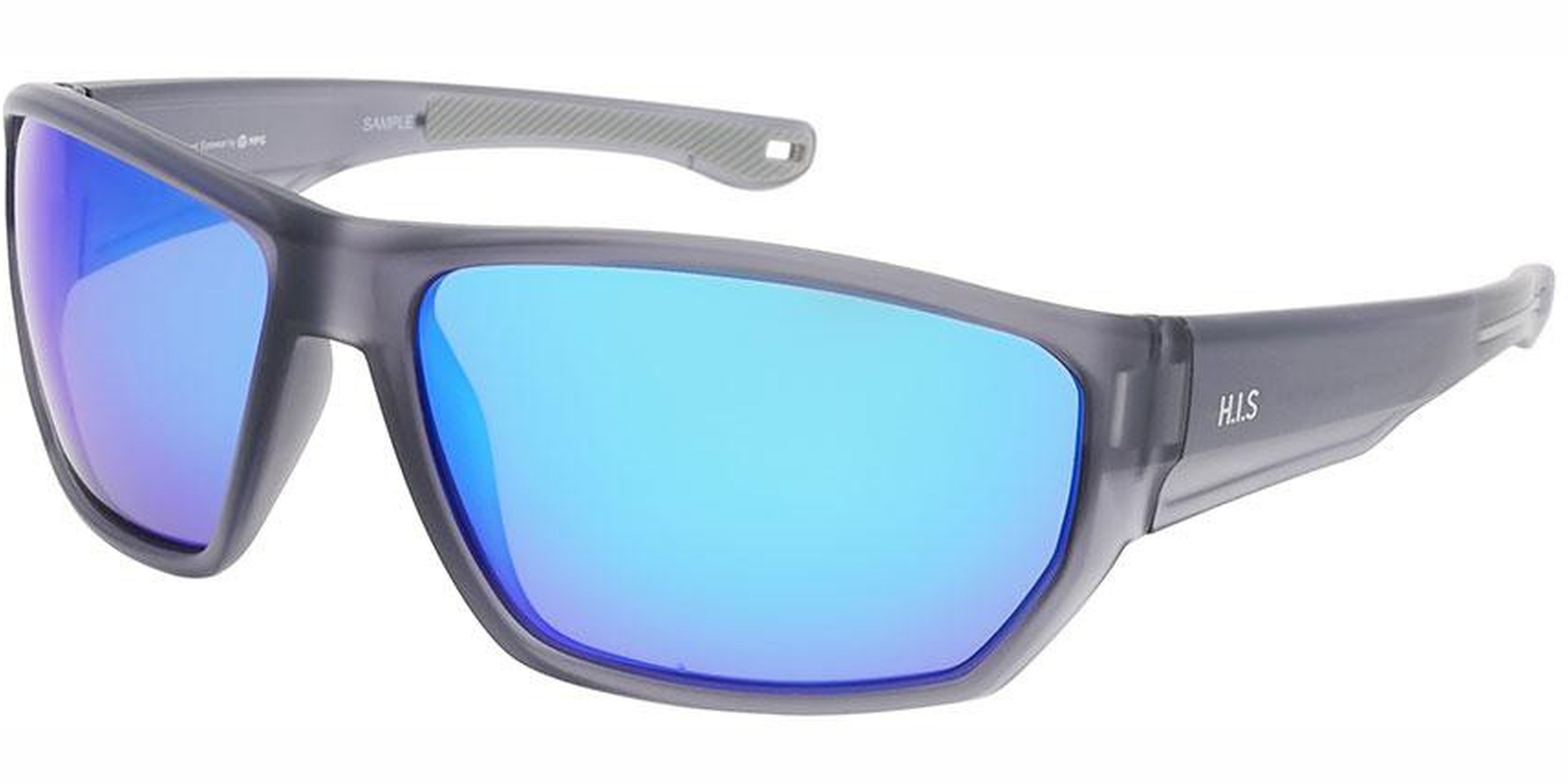 Sluneční brýle HIS model 57101S, barva obruby šedá mat, čočka modrá zrcadlo polarizovaná, kód barevné varianty 3. 