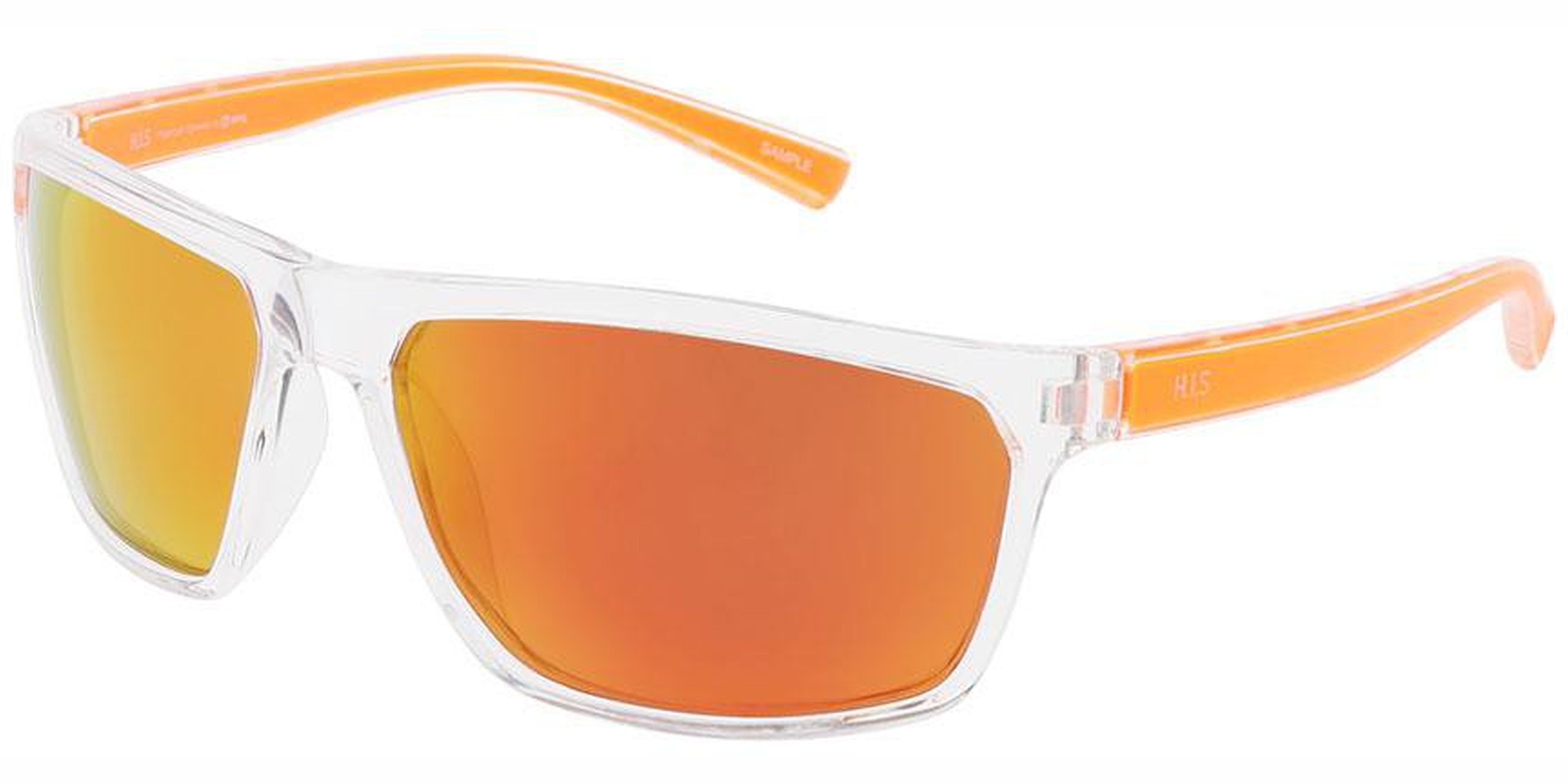 Sluneční brýle HIS model 57102S, barva obruby čirá lesk oranžová, čočka oranžová zrcadlo polarizovaná, kód barevné varianty 2. 