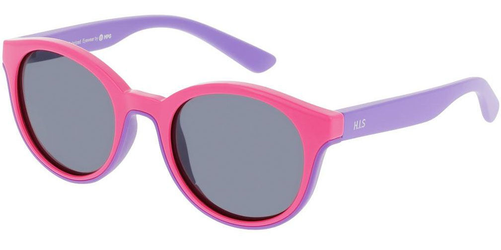 Sluneční brýle HIS model 60101, barva obruby růžová lesk fialová, čočka šedá polarizovaná, kód barevné varianty 1. 
