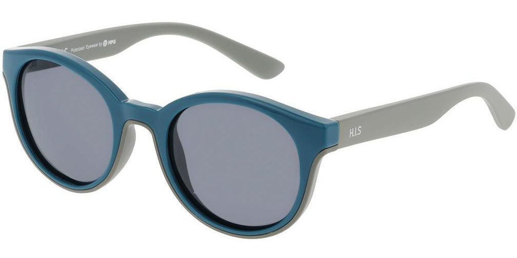 Sluneční brýle HIS model 60101, barva obruby tyrkysová lesk šedá, čočka šedá polarizovaná, kód barevné varianty 3. 