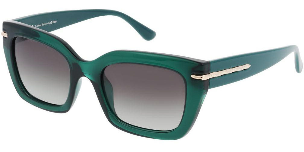 Sluneční brýle HIS model MPG Austria, barva obruby zelená lesk, čočka zelená gradál polarizovaná, kód barevné varianty 3. 