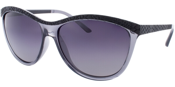 Sluneční brýle HIS model 78115, barva obruby černá mat čirá, čočka šedá gradál polarizovaná, kód barevné varianty 1. 