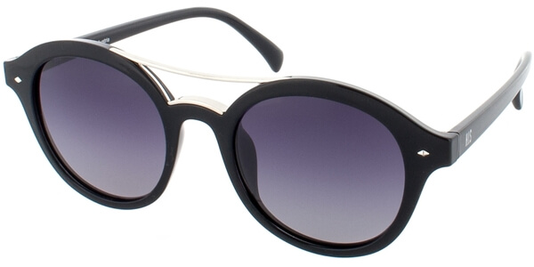 Sluneční brýle HIS model 78131, barva obruby černá lesk stříbrná, čočka šedá gradál polarizovaná, kód barevné varianty 1. 