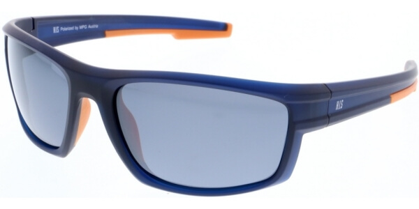 Sluneční brýle HIS model 87101, barva obruby modrá mat oranžová, čočka šedá zrcadlo polarizovaná, kód barevné varianty 3. 