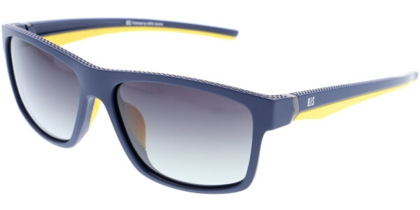 Sluneční brýle HIS model 87103, barva obruby modrá mat žlutá, čočka fialová gradál polarizovaná, kód barevné varianty 1. 