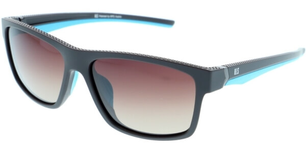 Sluneční brýle HIS model 87103, barva obruby hnědá mat modrá, čočka hnědá gradál polarizovaná, kód barevné varianty 2. 