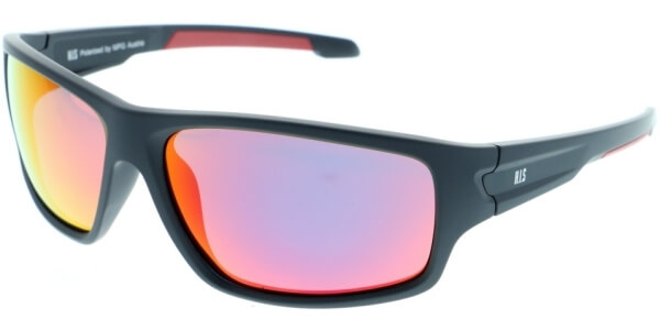 Sluneční brýle HIS model 87104, barva obruby černá mat červená, čočka červená zrcadlo polarizovaná, kód barevné varianty 1. 
