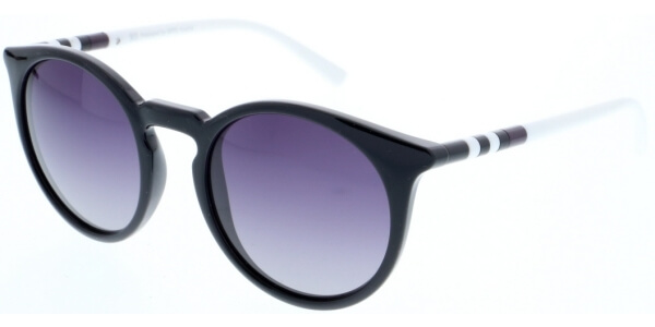 Sluneční brýle HIS model 88117, barva obruby černá lesk bílá, čočka fialová gradál polarizovaná, kód barevné varianty 1. 