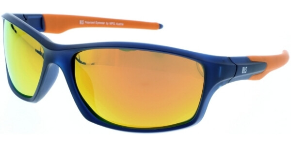 Sluneční brýle HIS model 97101, barva obruby modrá mat oranžová, čočka oranžová zrcadlo polarizovaná, kód barevné varianty 3. 