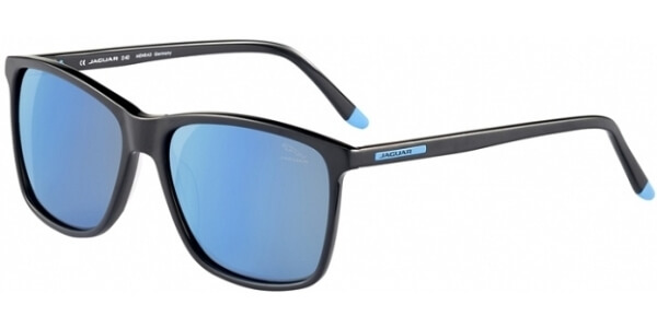 Sluneční brýle Jaguar model 37168, barva obruby černá mat, čočka modrá zrcadlo polarizovaná, kód barevné varianty 8840. 