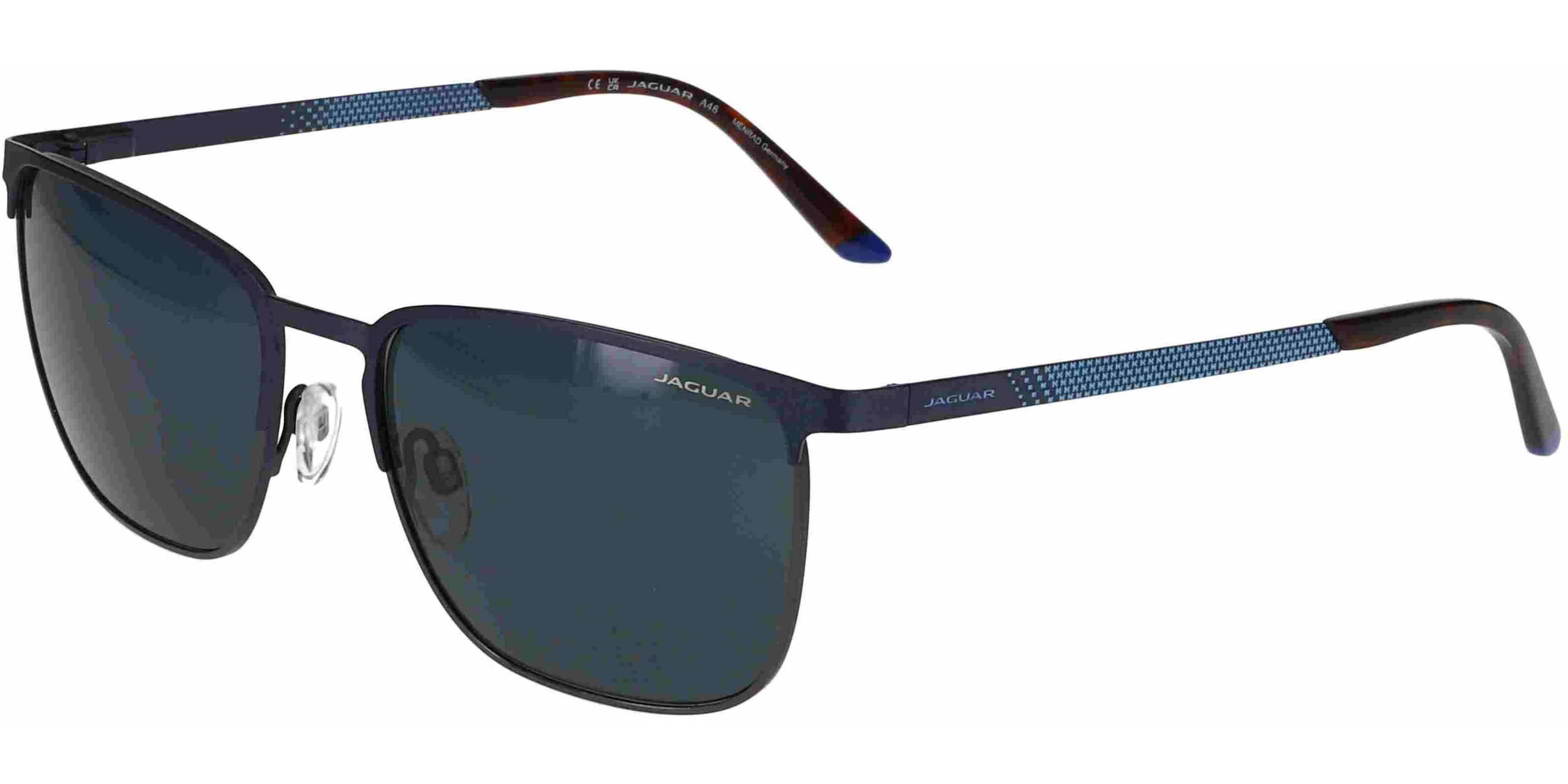 Sluneční brýle Jaguar model Menrad, barva obruby modrá lesk, čočka šedá, kód barevné varianty 3100. 