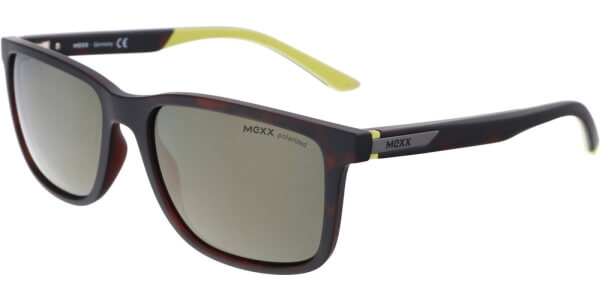 Sluneční brýle MEXX model 6401, barva obruby hnědá mat zelená, čočka zelená zrcadlo polarizovaná, kód barevné varianty 101. 