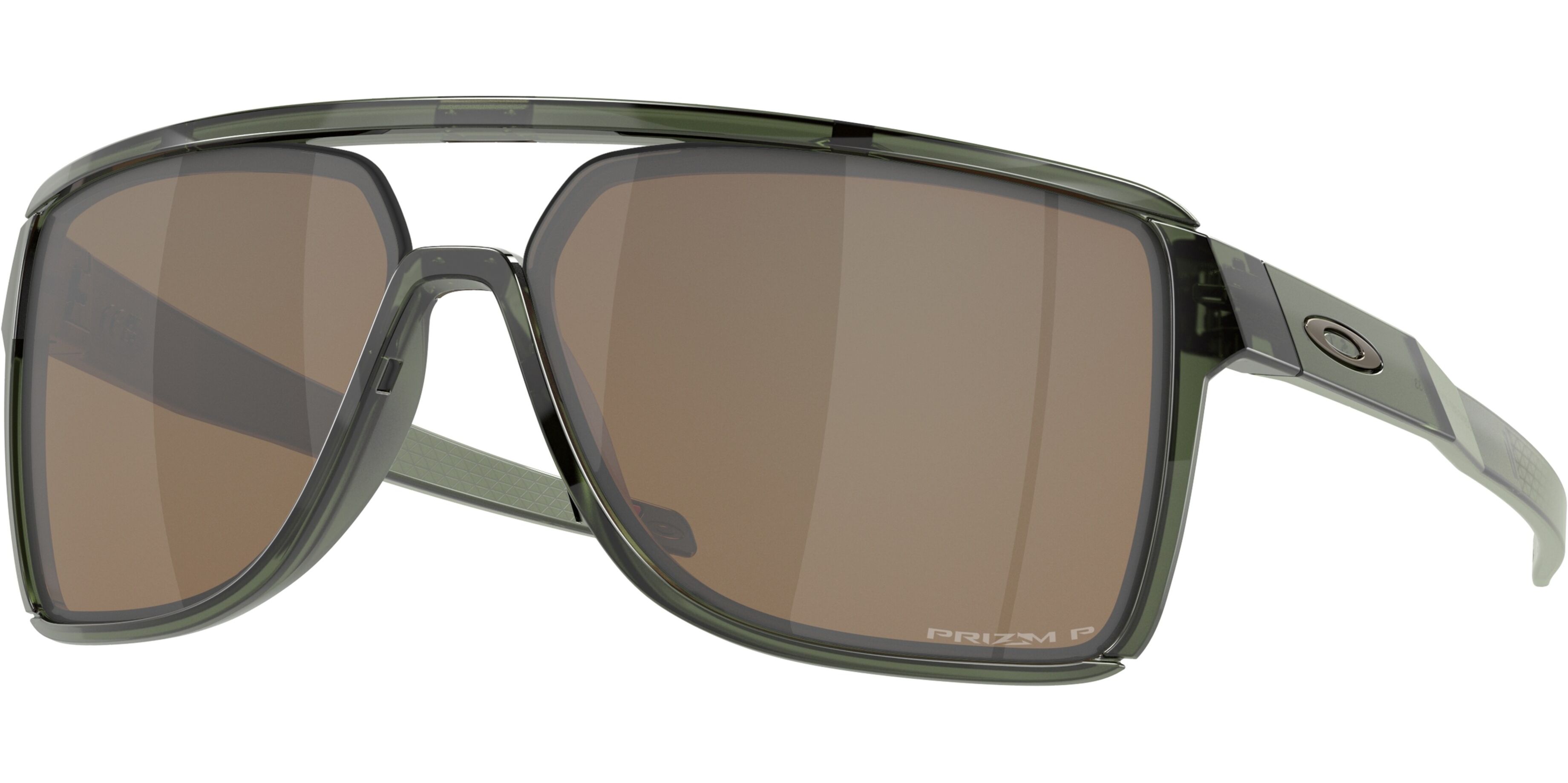 Sluneční brýle Oakley model 9147, barva obruby zelená lesk, čočka hnědá zrcadlo polarizovaná, kód barevné varianty 914704. 