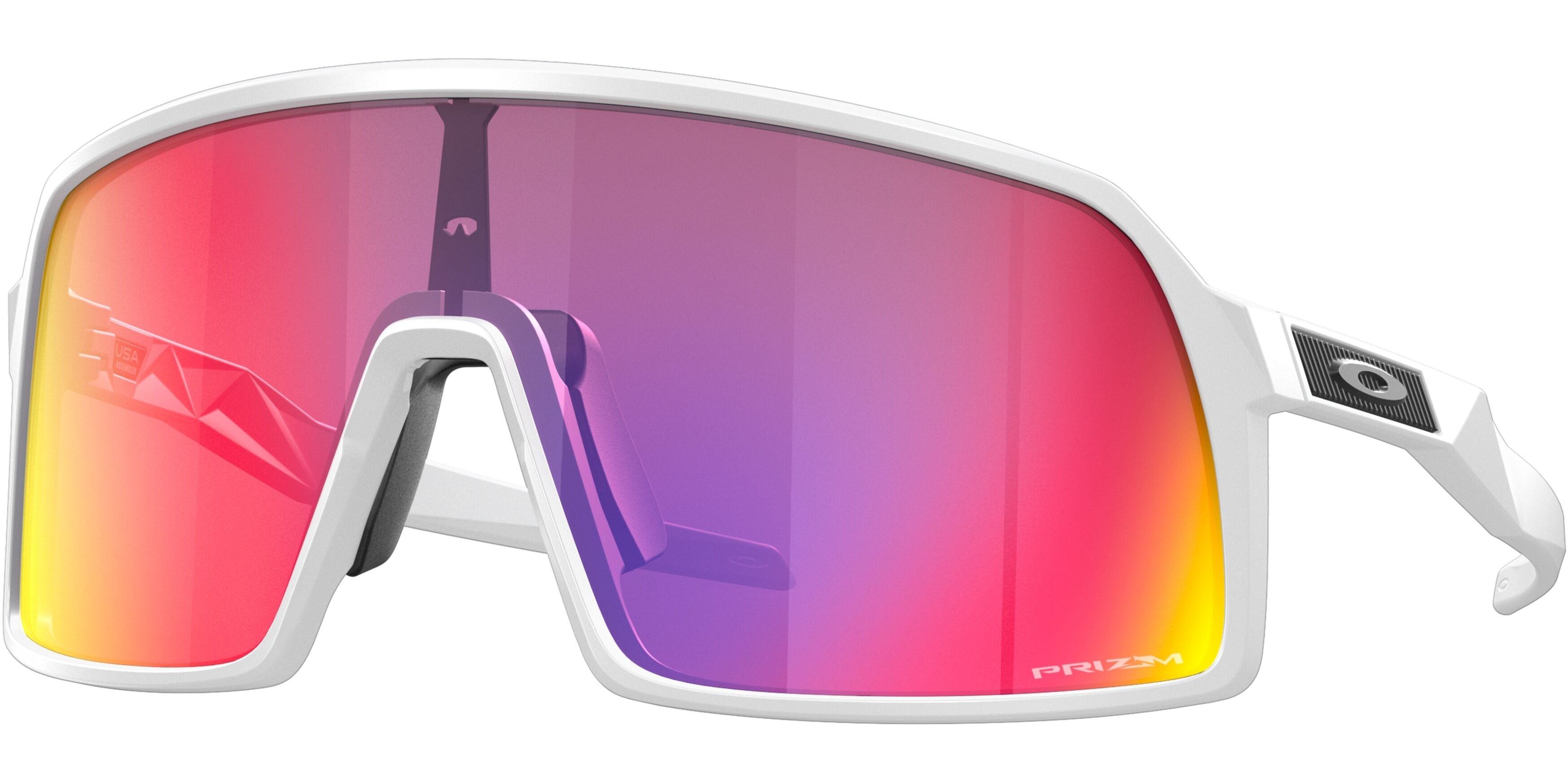 Sluneční brýle Oakley model 9462, barva obruby bílá mat, čočka fialová zrcadlo polarizovaná, kód barevné varianty 946205. 