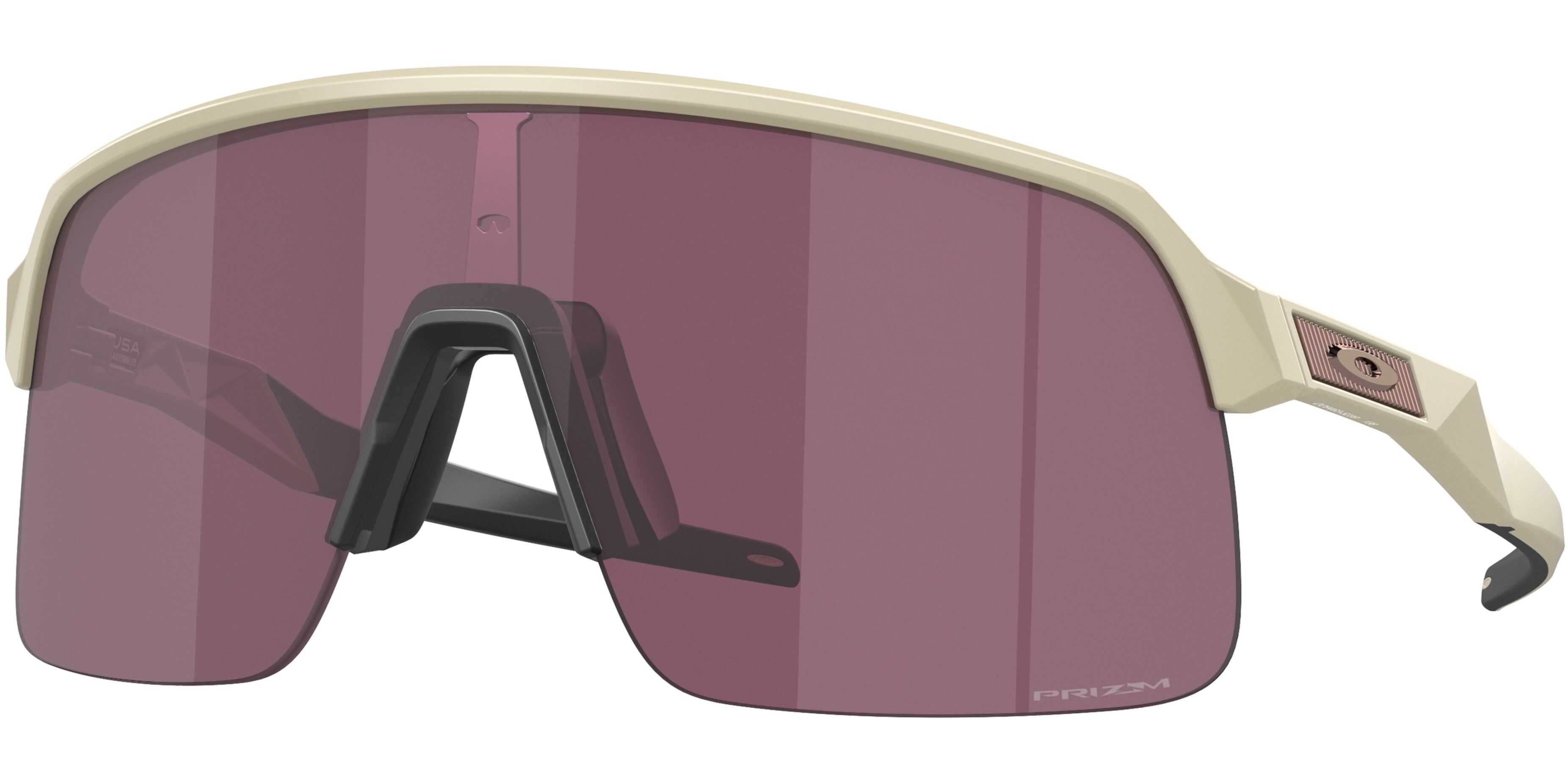 Sluneční brýle Oakley model 9463, barva obruby béžová mat, čočka fialová zrcadlo polarizovaná, kód barevné varianty 946352. 