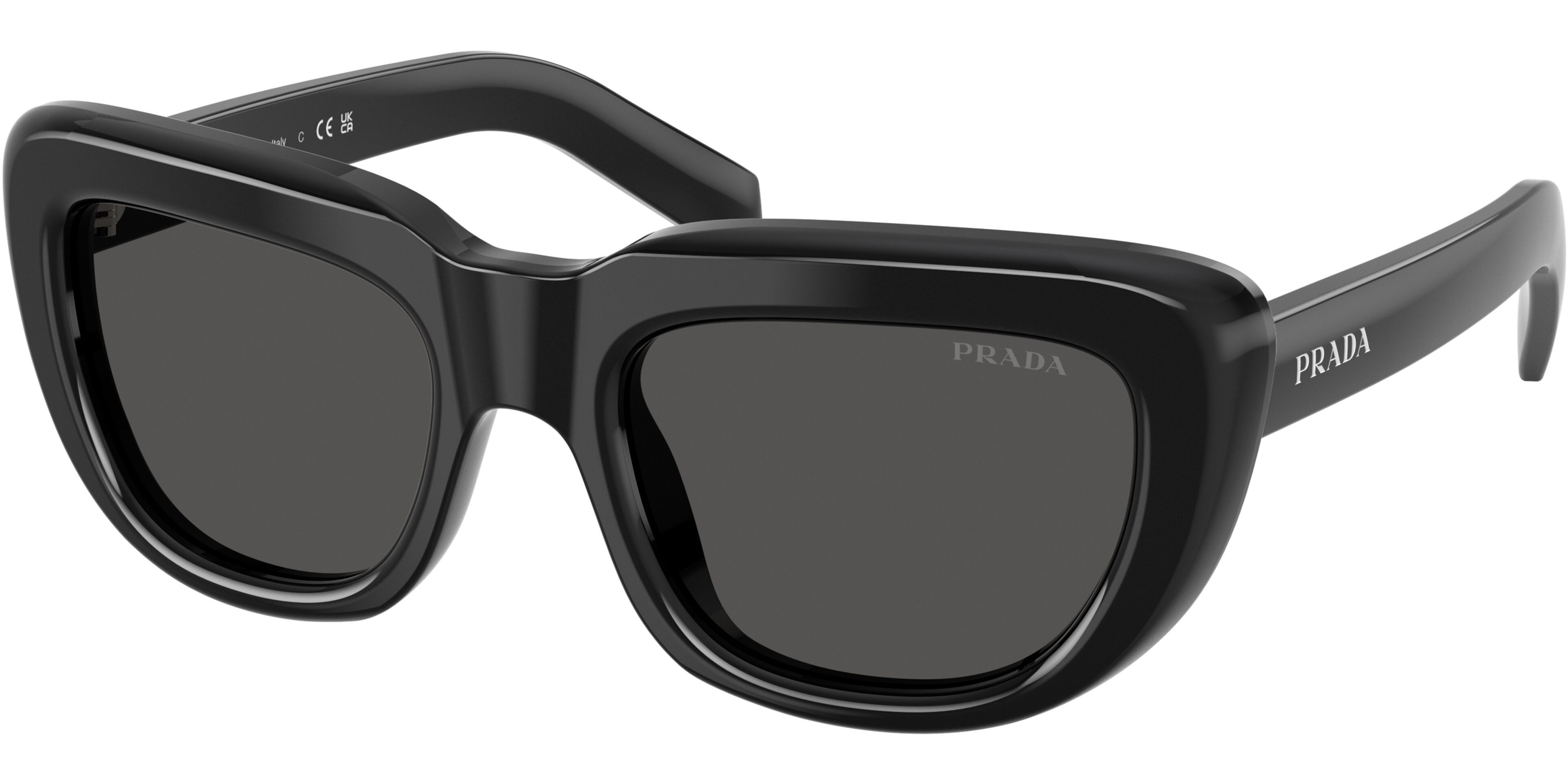 Sluneční brýle Prada model D07S, barva obruby černá lesk, čočka šedá, kód barevné varianty 16K08Z. 