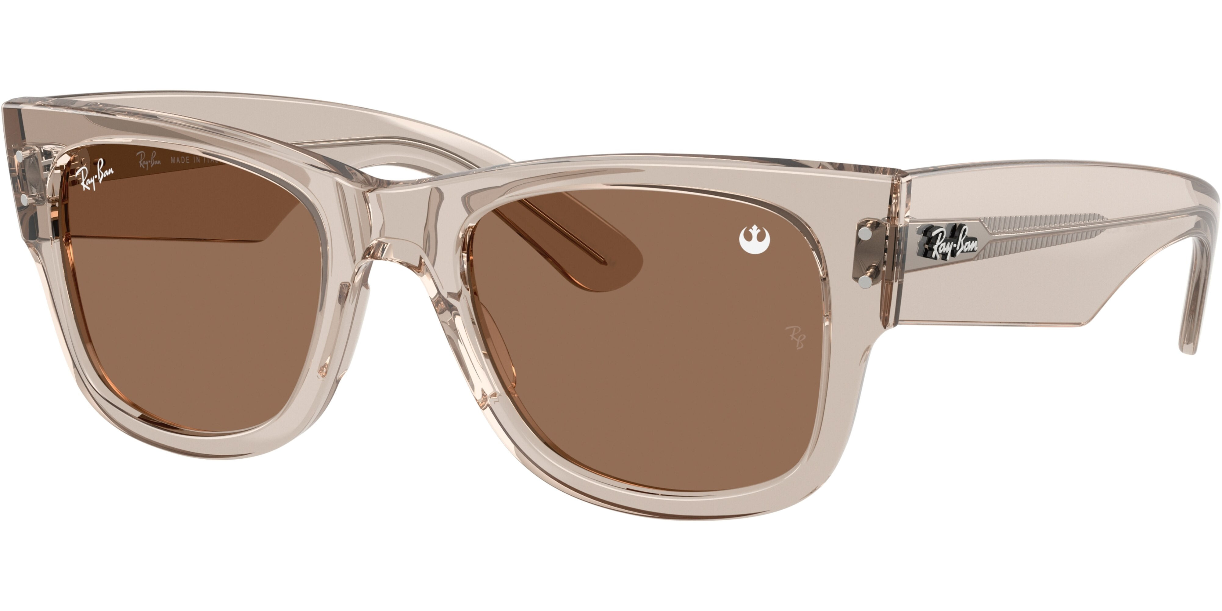 Sluneční brýle Ray-Ban® model 0840S, barva obruby béžová lesk čirá, čočka hnědá, kód barevné varianty 68701A. 