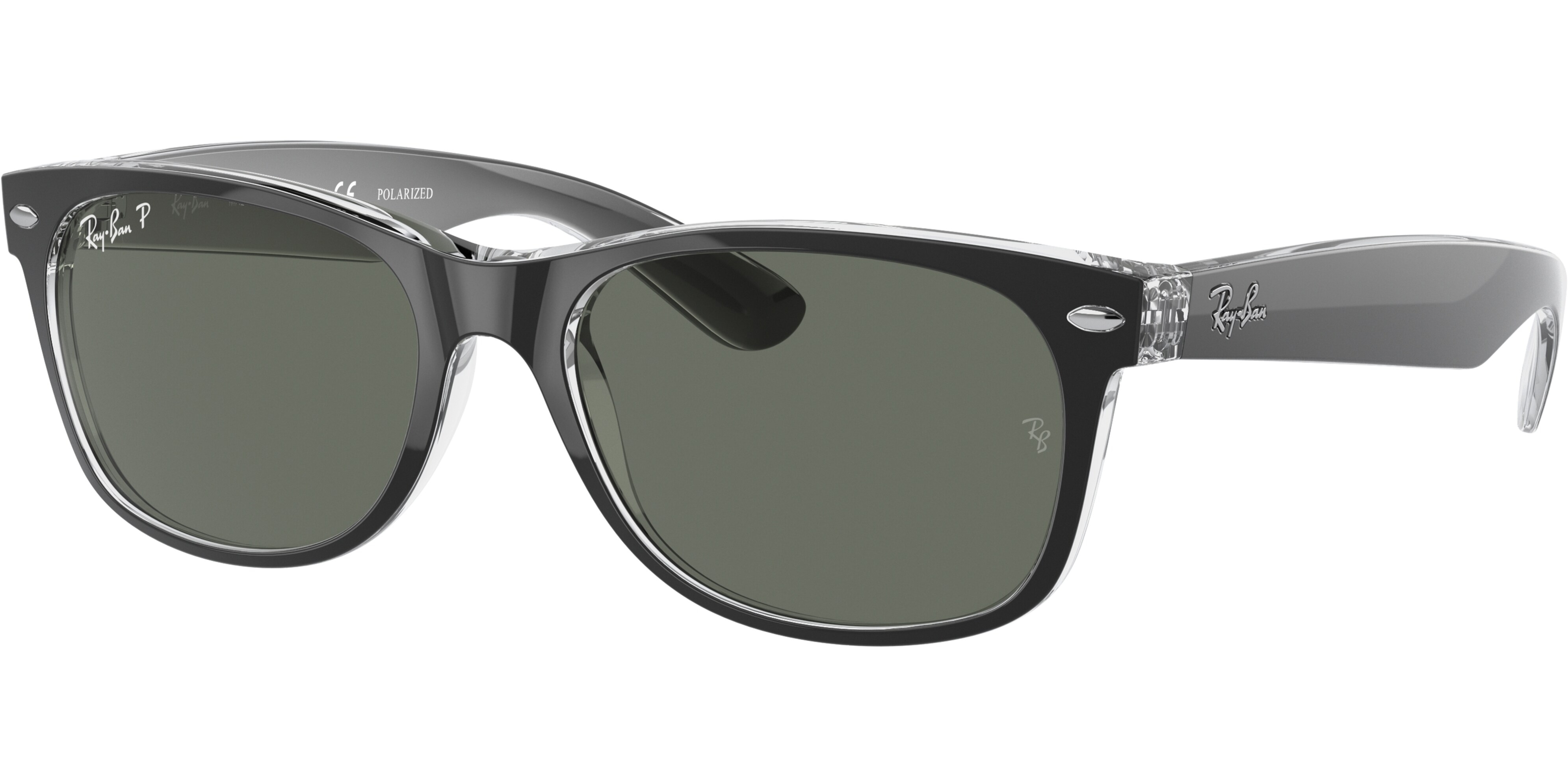 Sluneční brýle Ray-Ban® model 2132, barva obruby černá lesk čirá, čočka zelená, kód barevné varianty 605258. 