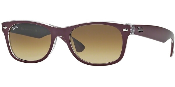 Sluneční brýle Ray-Ban® model 2132, barva obruby vínová mat čirá, čočka hnědá gradál, kód barevné varianty 605485. 
