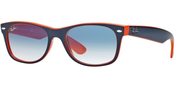 Sluneční brýle Ray-Ban® model 2132, barva obruby modrá lesk oranžová, čočka modrá gradál, kód barevné varianty 7893F. 