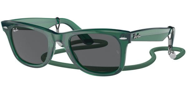 Sluneční brýle Ray-Ban® model 2140, barva obruby zelená lesk čirá, čočka šedá, kód barevné varianty 6615B1. 