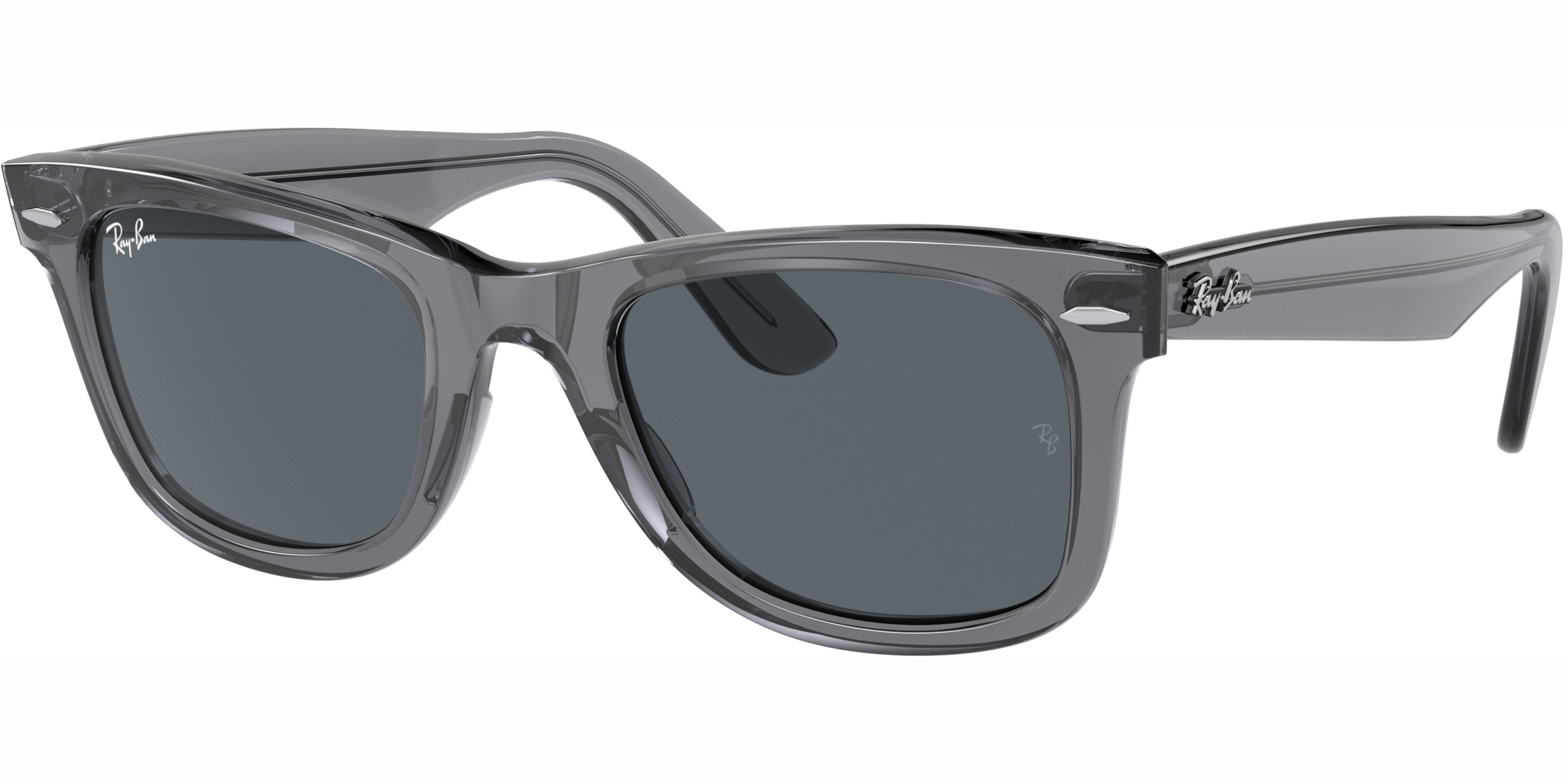 Sluneční brýle Ray-Ban® model 2140, barva obruby šedá lesk čirá, čočka modrá, kód barevné varianty 6773R5. 