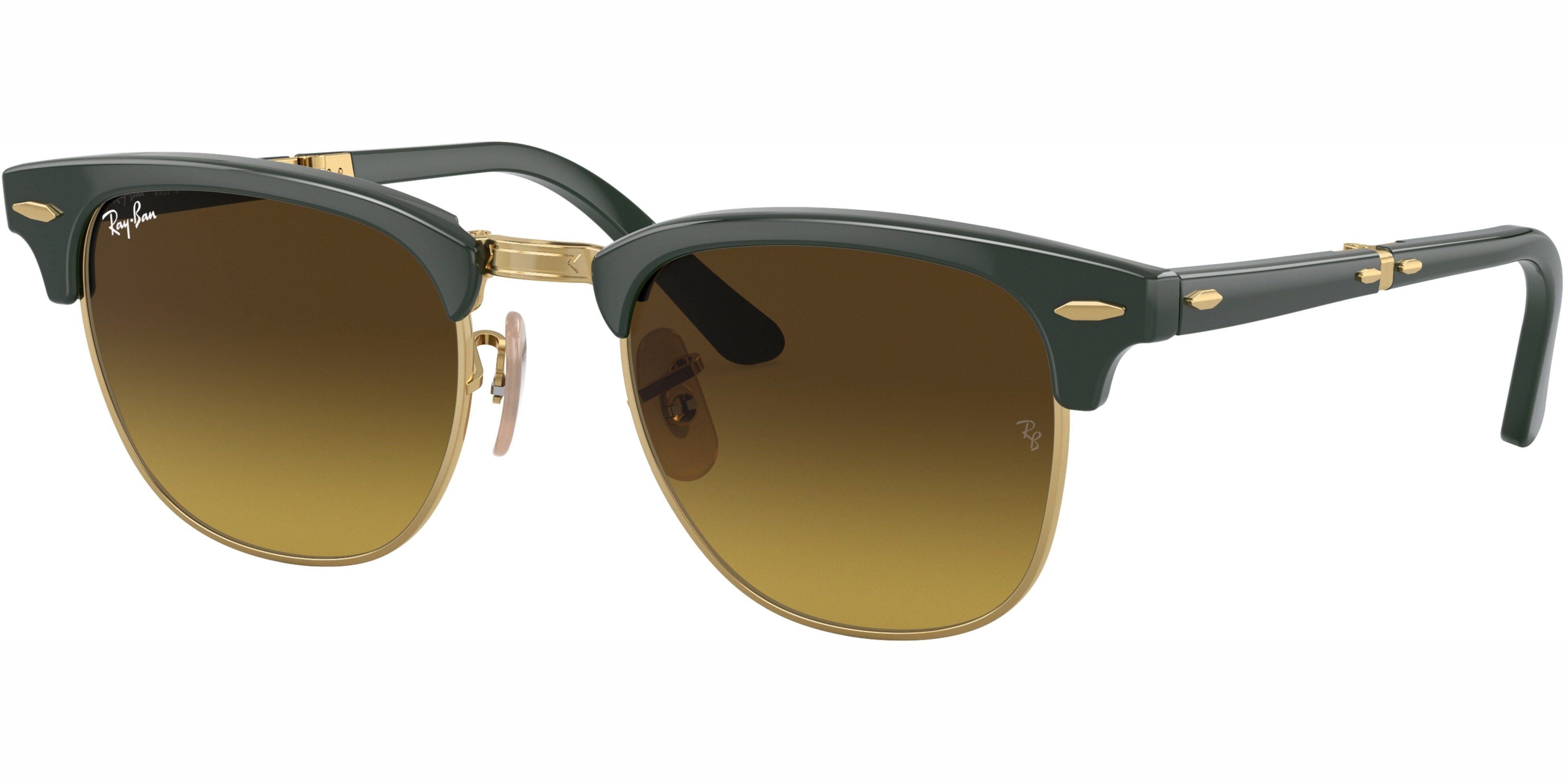 Sluneční brýle Ray-Ban® model 2176, barva obruby zelená lesk zlatá, čočka hnědá gradál, kód barevné varianty 136885. 