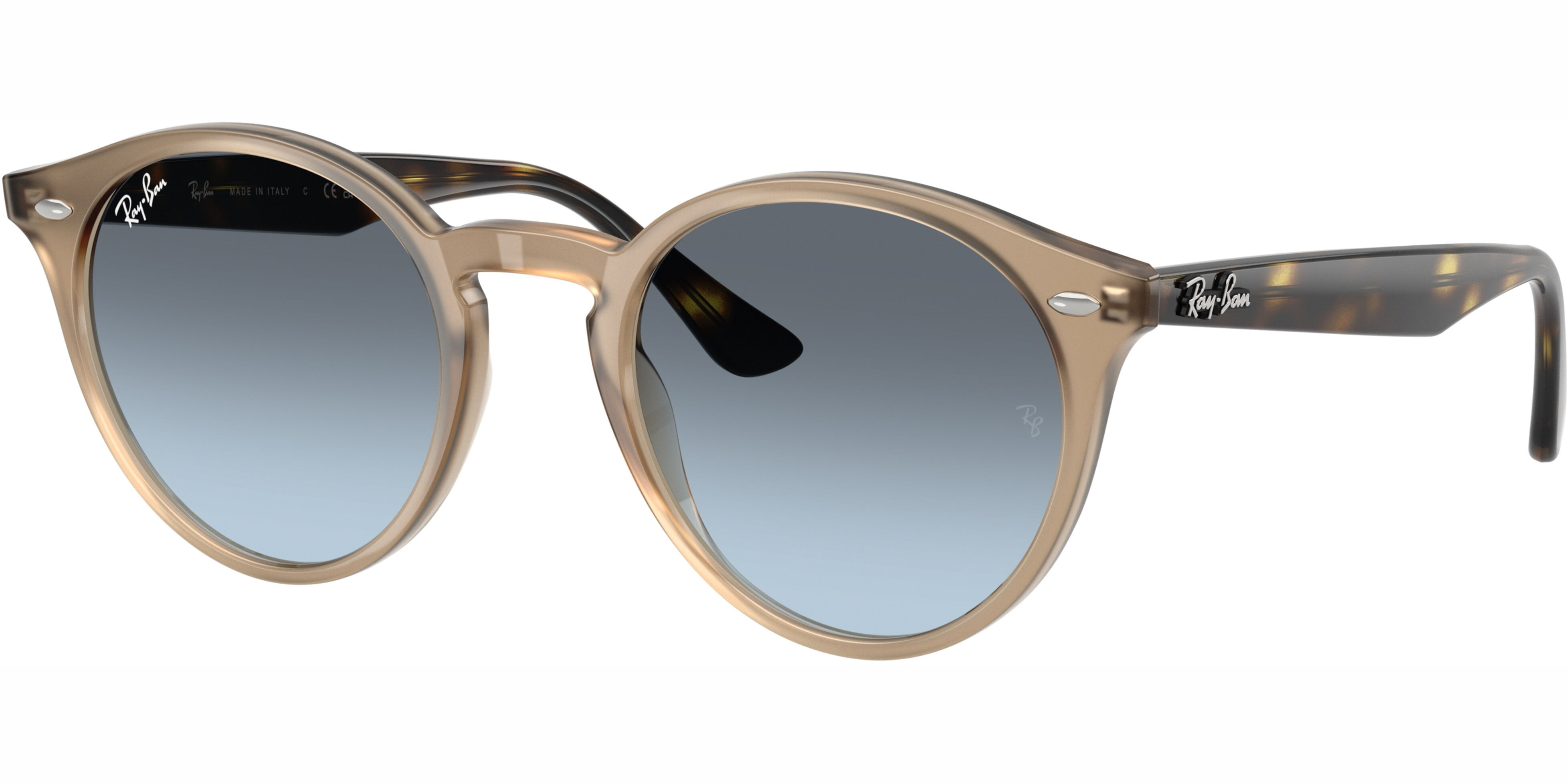 Sluneční brýle Ray-Ban® model 2180, barva obruby béžová lesk hnědá, čočka modrá gradál, kód barevné varianty 6788V1. 