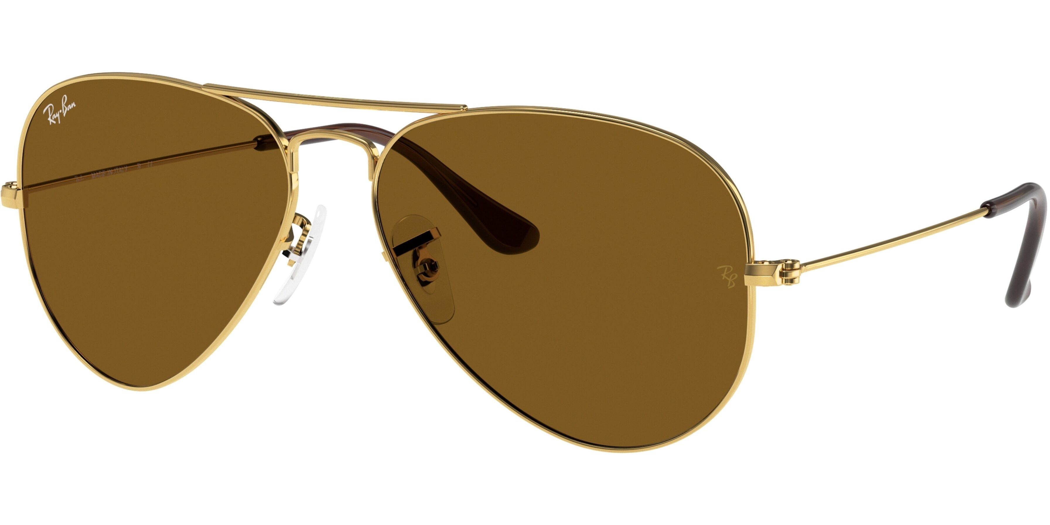 Sluneční brýle Ray-Ban® model 3025, barva obruby zlatá, čočka hnědá, kód barevné varianty 00133. 