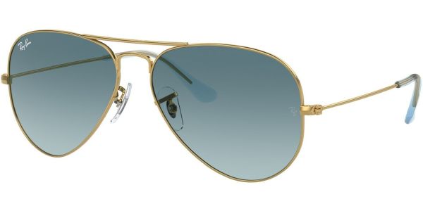 Sluneční brýle Ray-Ban® model 3025, barva obruby zlatá lesk, čočka modrá gradál, kód barevné varianty 0013M. 