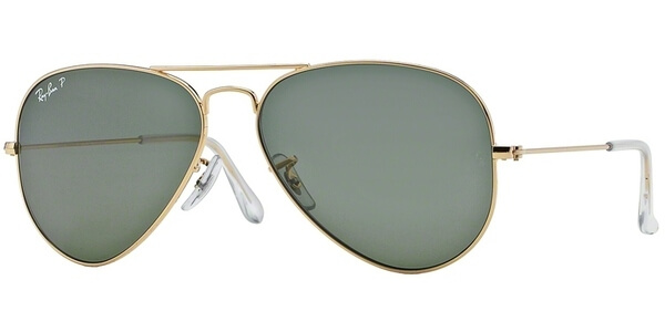 Sluneční brýle Ray-Ban® model 3025, barva obruby zlatá lesk, čočka zelená polarizovaná, kód barevné varianty 00158. 