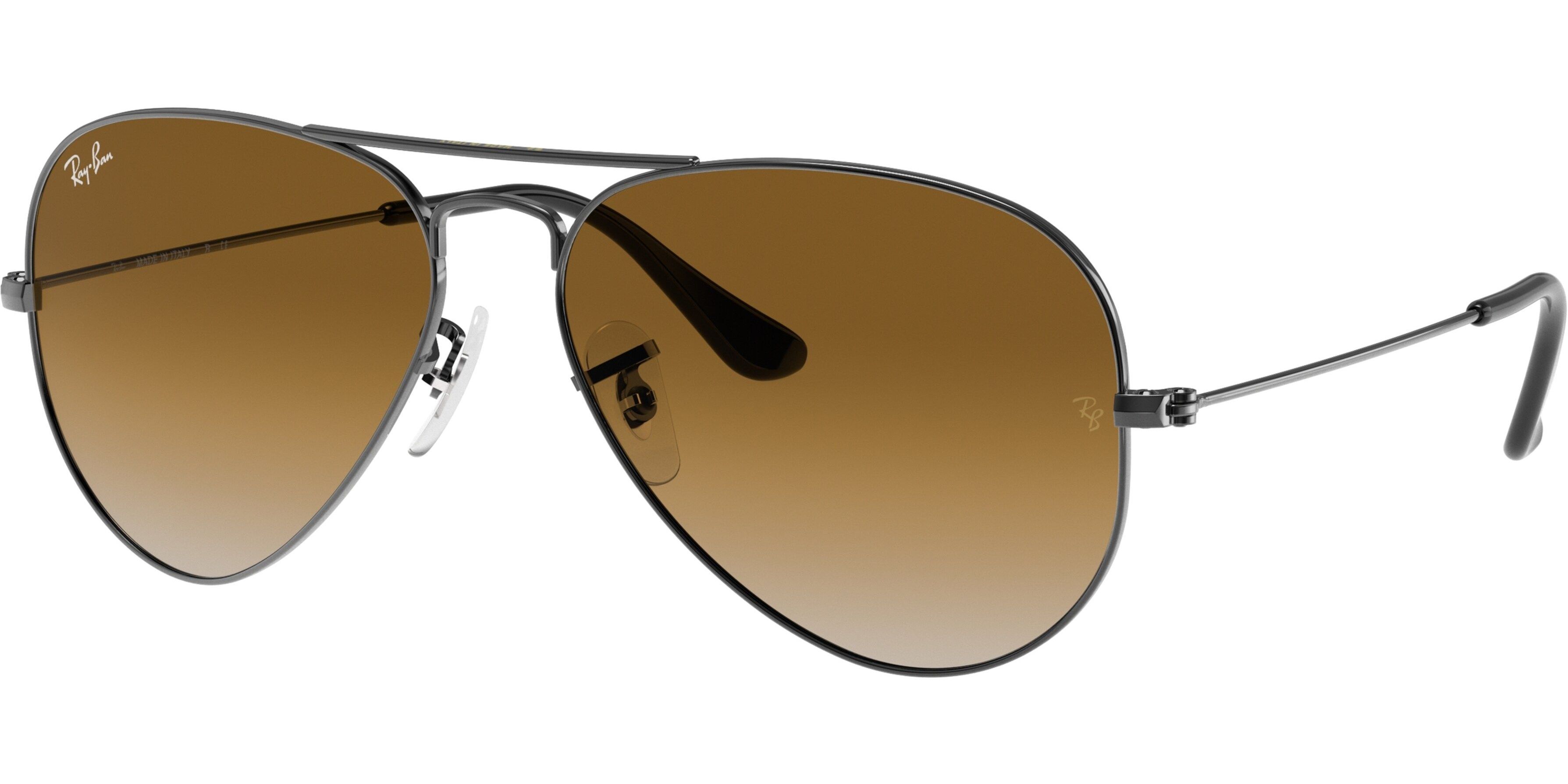 Sluneční brýle Ray-Ban® model 3025, barva obruby šedá lesk, čočka hnědá gradál, kód barevné varianty 00451. 