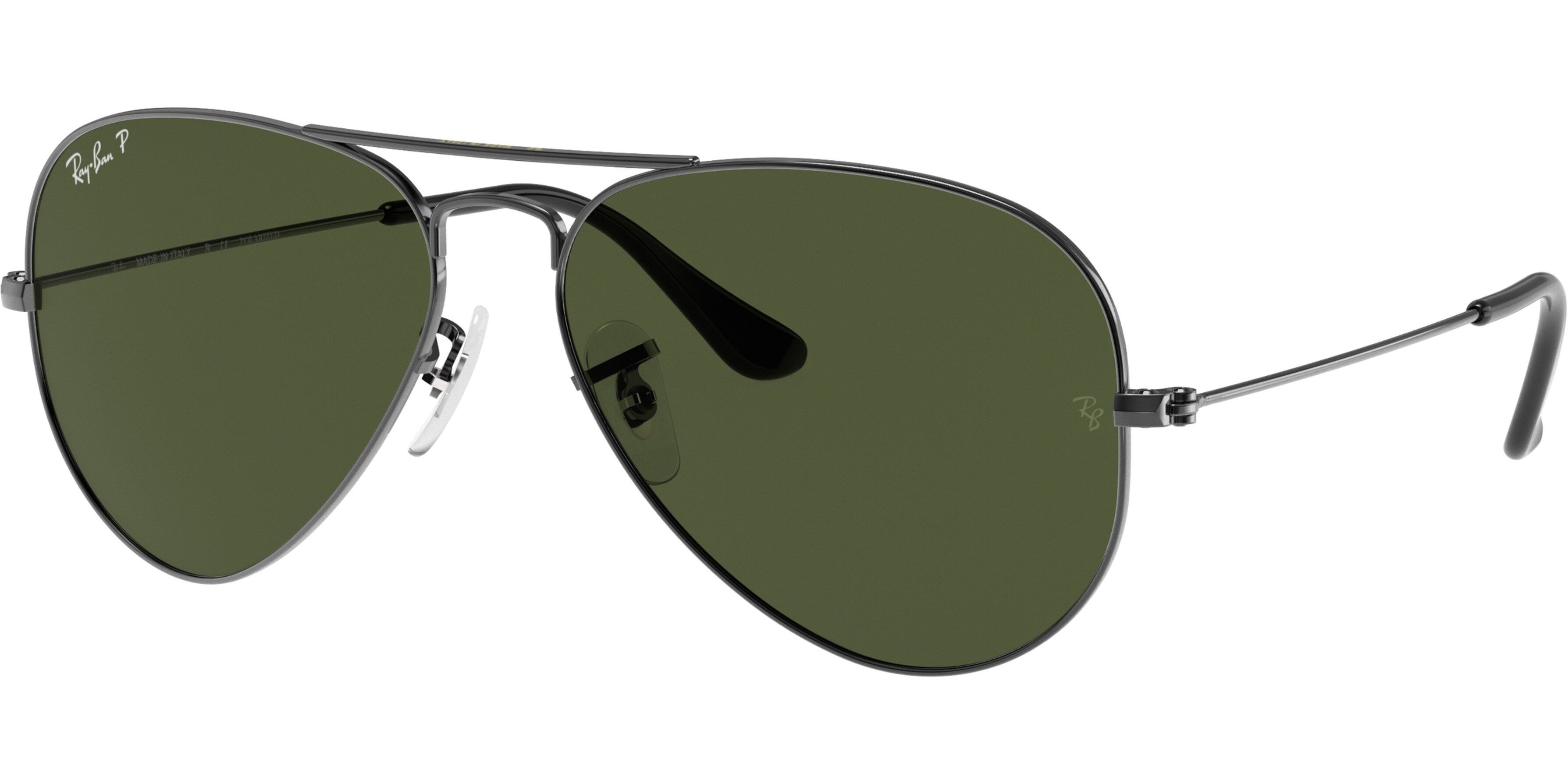 Sluneční brýle Ray-Ban® model 3025, barva obruby stříbrná, čočka zelená polarizovaná, kód barevné varianty 00458. 