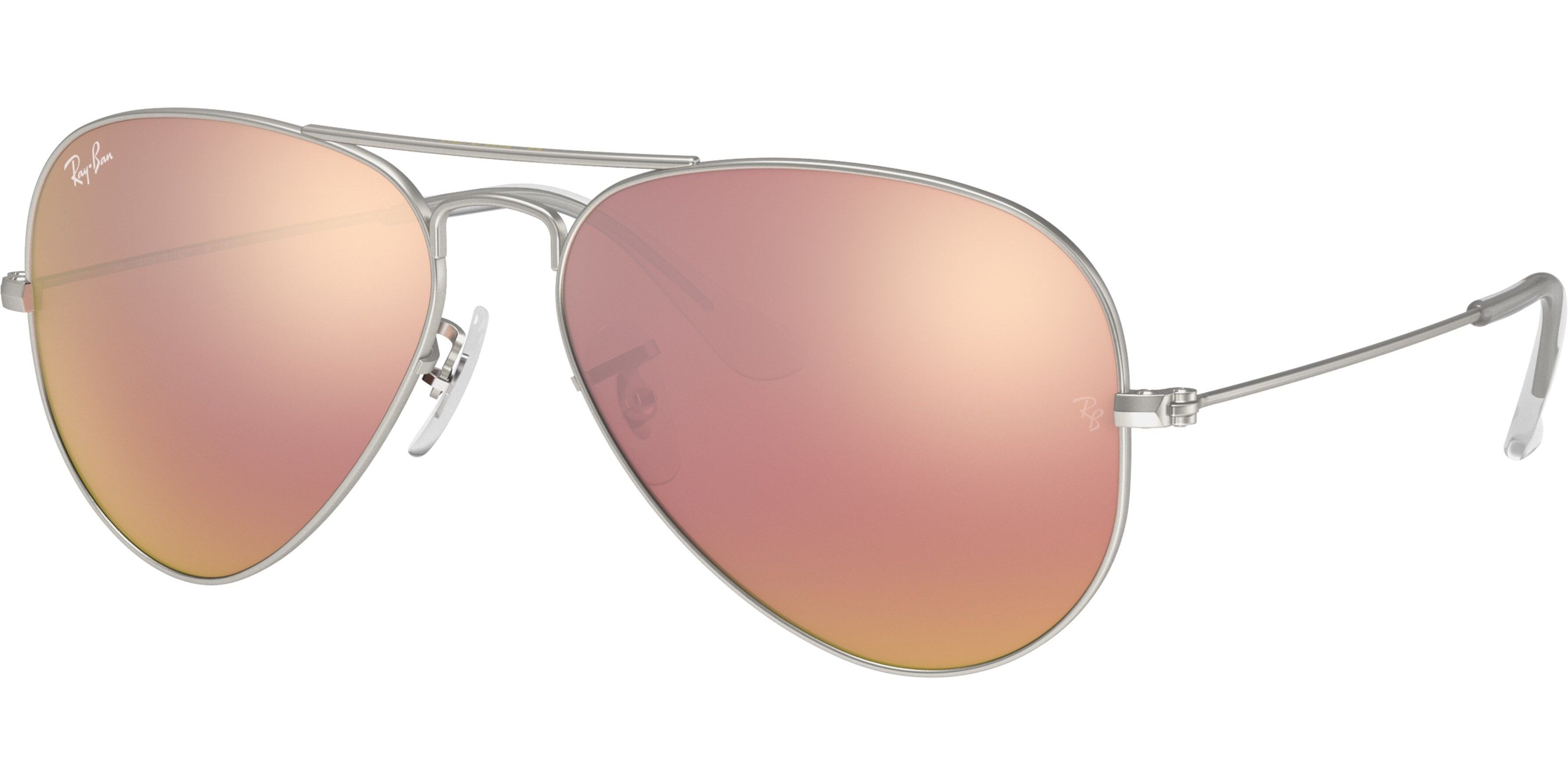 Sluneční brýle Ray-Ban® model 3025, barva obruby stříbrná mat, čočka růžová zrcadlo, kód barevné varianty 019Z2. 
