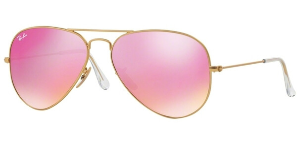 Sluneční brýle Ray-Ban® model 3025, barva obruby zlatá mat, čočka růžová zrcadlo, kód barevné varianty 1124T. 