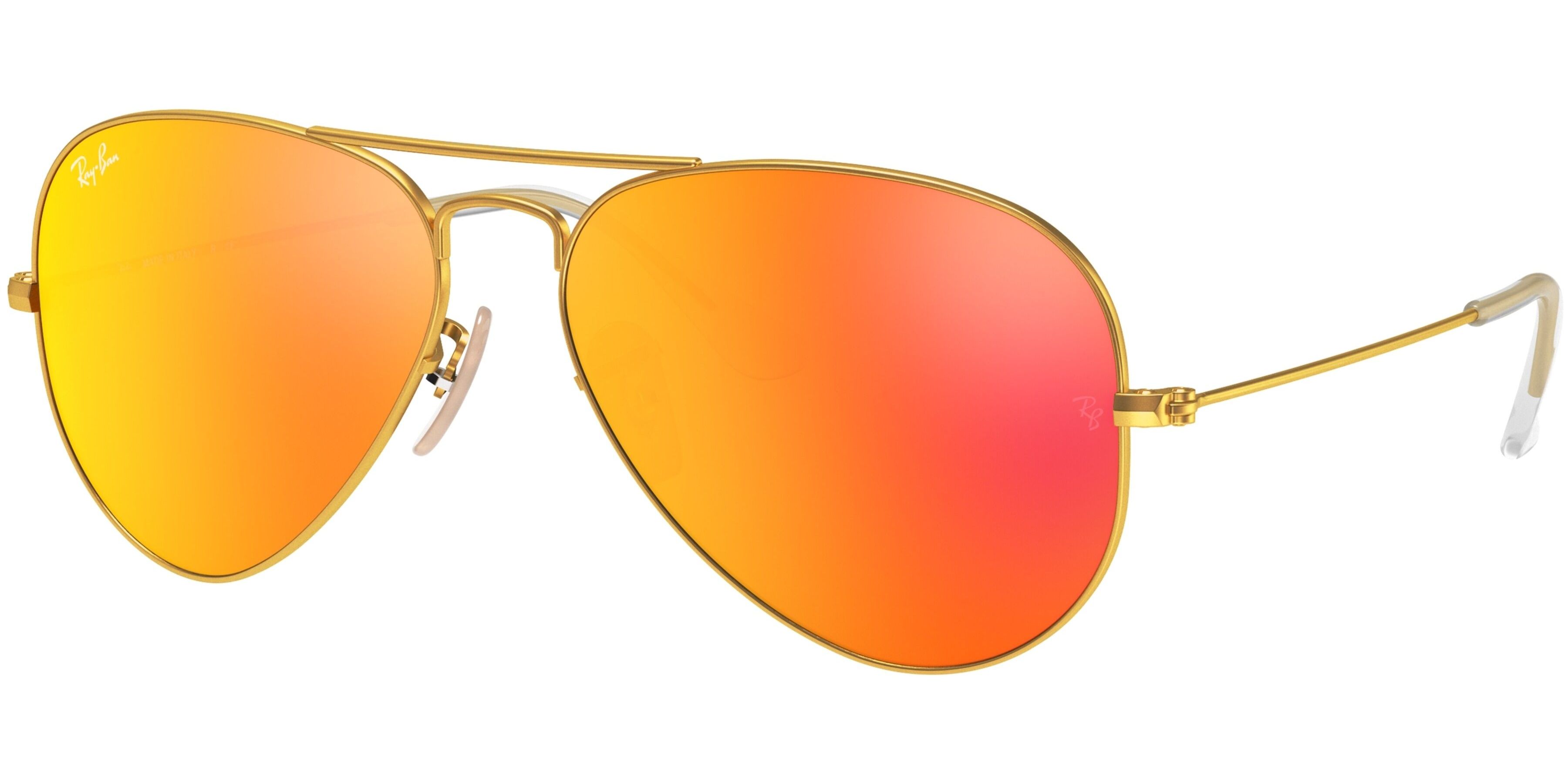 Sluneční brýle Ray-Ban® model 3025, barva obruby zlatá mat oranžová, čočka oranžová zrcadlo, kód barevné varianty 11269. 