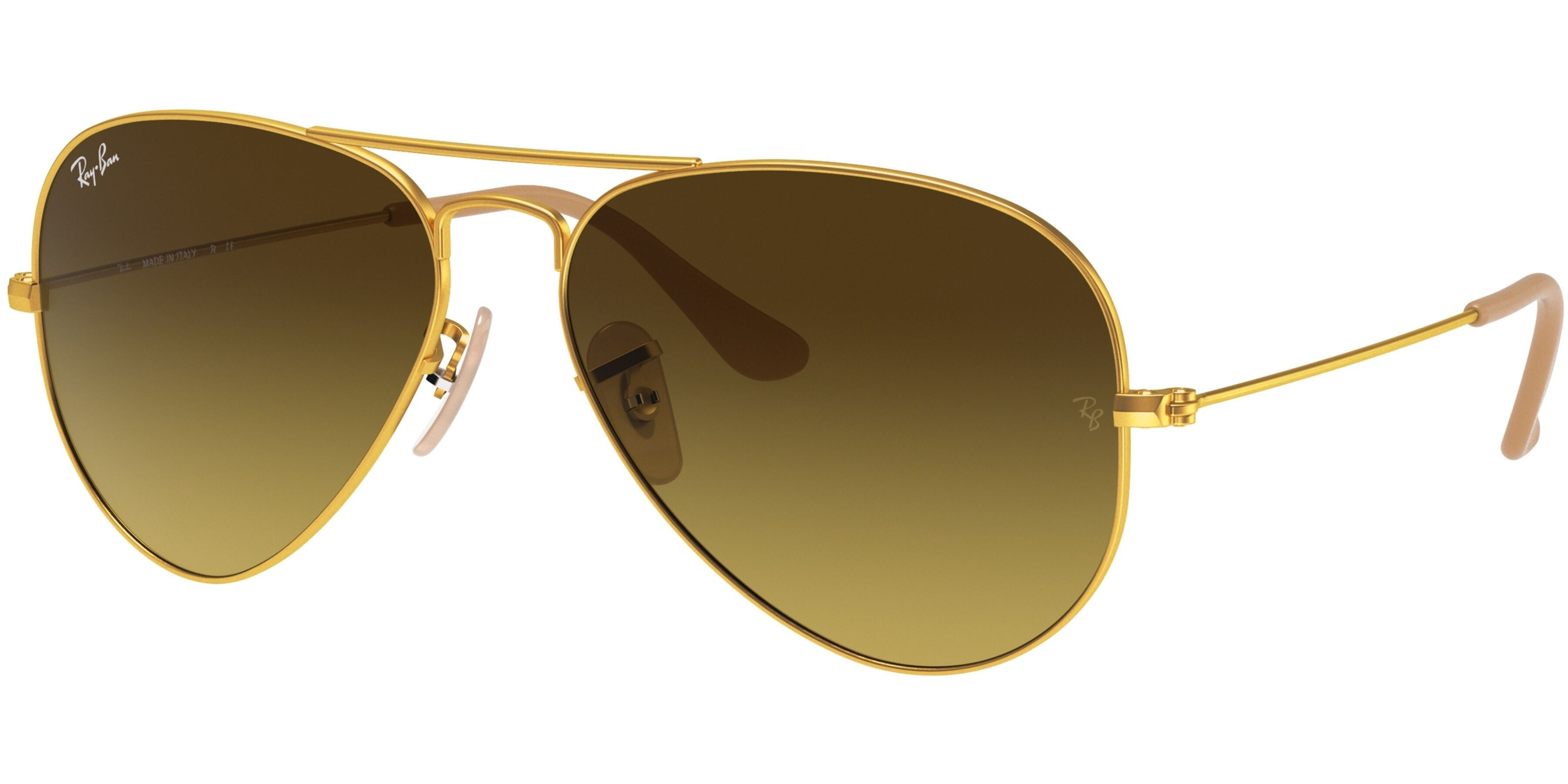 Sluneční brýle Ray-Ban® model 3025, barva obruby zlatá mat, čočka hnědá gradál, kód barevné varianty 11285. 
