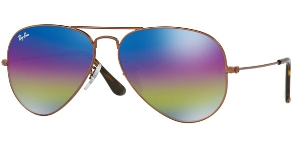 Sluneční brýle Ray-Ban® model 3025, barva obruby bronzová mat, čočka modrá fialová zrcadlo gradál, kód barevné varianty 9019C2. 
